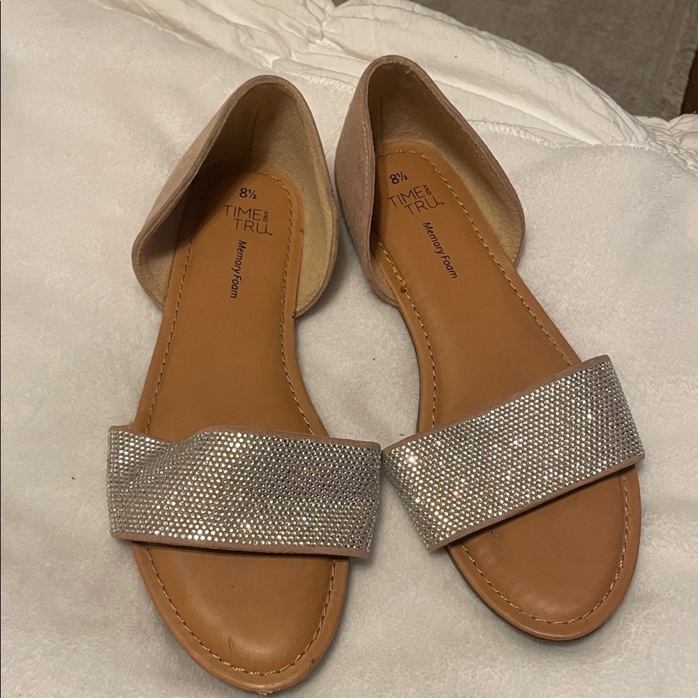 Time and Tru Women's Sparkling Silver Flats